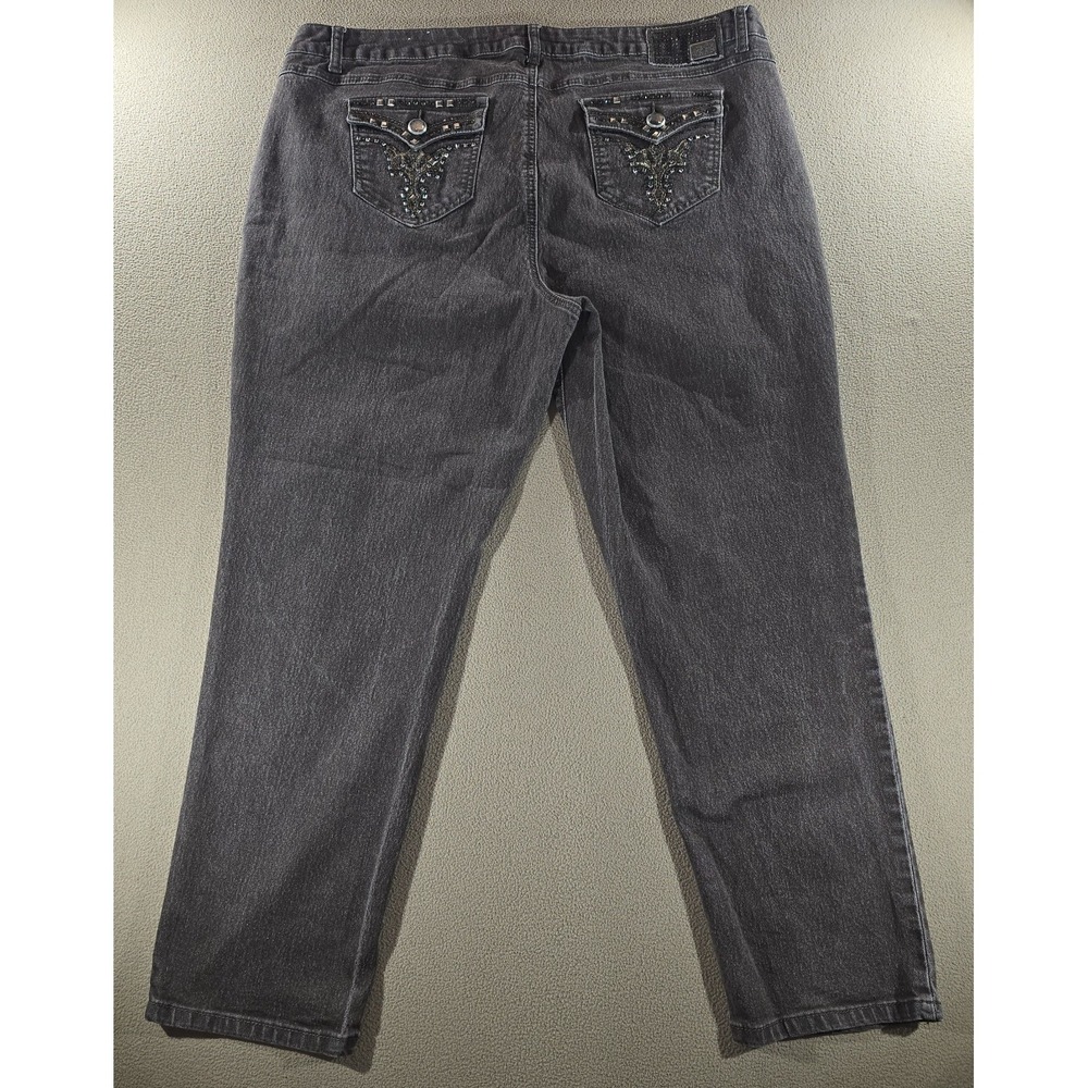 One 5 One Black Denim Jeans with Rhinestones and Embroidery 20W Y2K Western